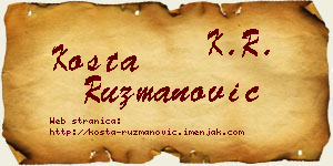 Kosta Ružmanović vizit kartica
